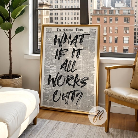 Modern Newspaper Art Print Positive Quote Decor, Unframed Paper Print Size 8x12