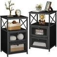 Modern Night Stand End with Space and Door Nightstands with Flip