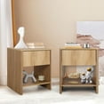thumbnail image 1 of Modern Night Stand Set 2 with Drawer, Boho Nightstand for Bedroom, Small End Table with Storage, Living Room/Bed Side Table with Drawer for Small Spaces, Fluted Cabinet Wood Nightstand, 1 of 6