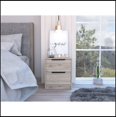 thumbnail image 1 of Modern Nightstand 19" H, Two Drawers, Light Gray, 1 of 3