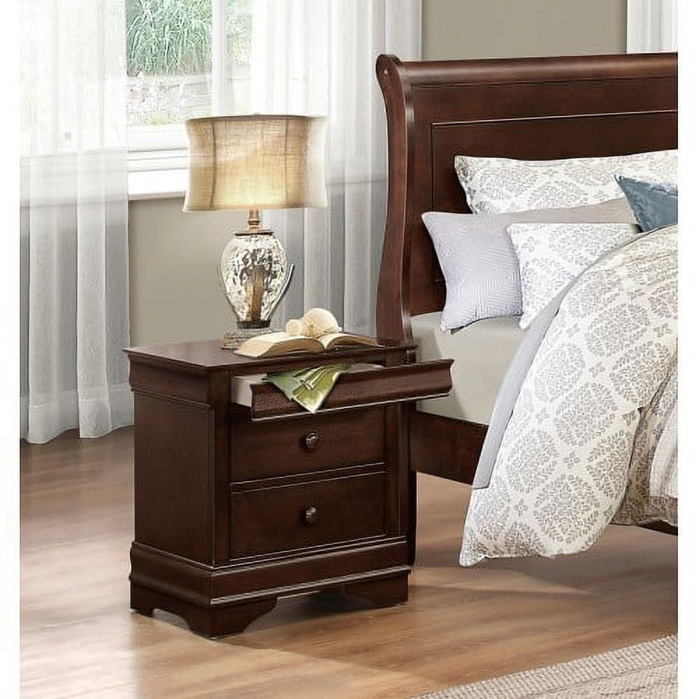 Modern Nightstand with 3 Drawers, Wood Bedside Table Cabinet, Bedroom Furniture with Wood Legs, Large Storage Space, Accent End Table for Home Office, Brown