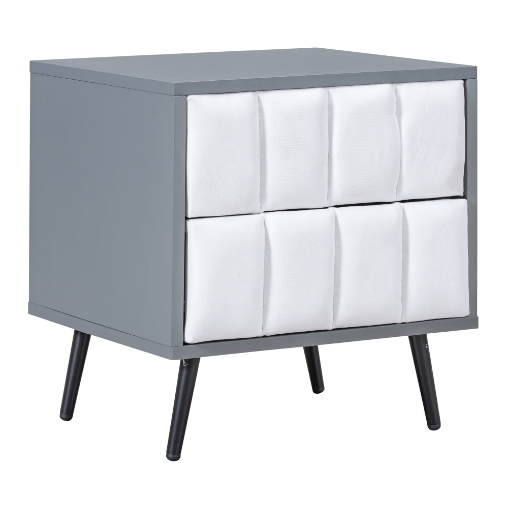Modern Nightstand Bedside Table with 2 Drawers, Metal Legs Night Stand Bed Side Table