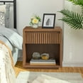thumbnail image 1 of Modern Nightstand, Bedside Table with Drawer and Opening Shelf, End Table for Living Room, Bedroom, Walnut Color, 1 of 9
