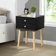 thumbnail image 1 of Modern Nightstand, Bedside table with 2 Drawers and Rubber Wood Legs, Bedside Furniture, End Table Bedside Cabinet for Bedroom, Living Room, Black., 1 of 1