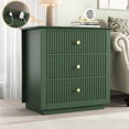 thumbnail image 1 of Modern Nightstand with Charging Station & 3 Drawers, 24 Inch Wide Bedside Table Set of 2 for Bedroom and Living Room, Large Storage End Table with Fluted Design, Green, 1 of 13