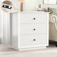 thumbnail image 1 of Modern Nightstand with Charging Station & 3 Drawers, 24 Inch Wide Bedside Table Set of 2 for Bedroom and Living Room, Large Storage End Table with Fluted Design, White, 1 of 13