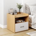 thumbnail image 1 of TINKLE WELL Modern Solid Wood Nightstand, Bedside Table with Drawer & Open Shelf, Natural Maple Finish, Farmhouse Style for Bedroom, 1 of 6