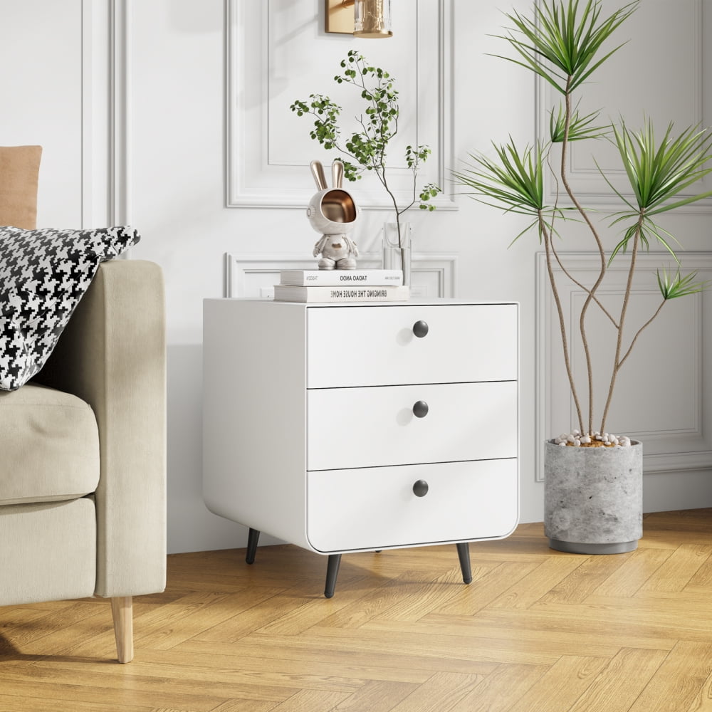 Light Luxury Golden Bedside Cupboard Simple Post-Modern Nightstand Storage Furniture Bedroom BedStand Cabinet White Black