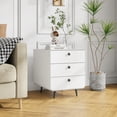 thumbnail image 1 of Modern Nightstand Storage Cabinet, Steel Bedside Table Cabinet End Table with 2 Drawers and Circular Handle, 1 of 8