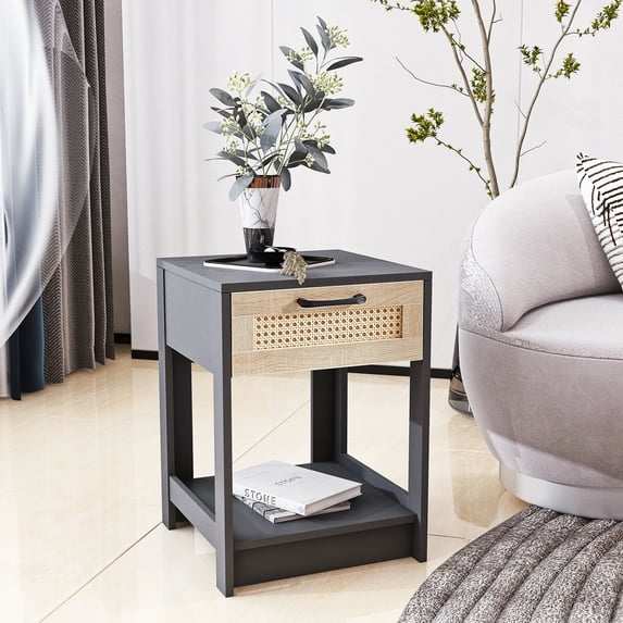 Modern Nightstand With Drawer 120lbs Load Capacity Easy Assembly Side End Table For Living Room Bedroom