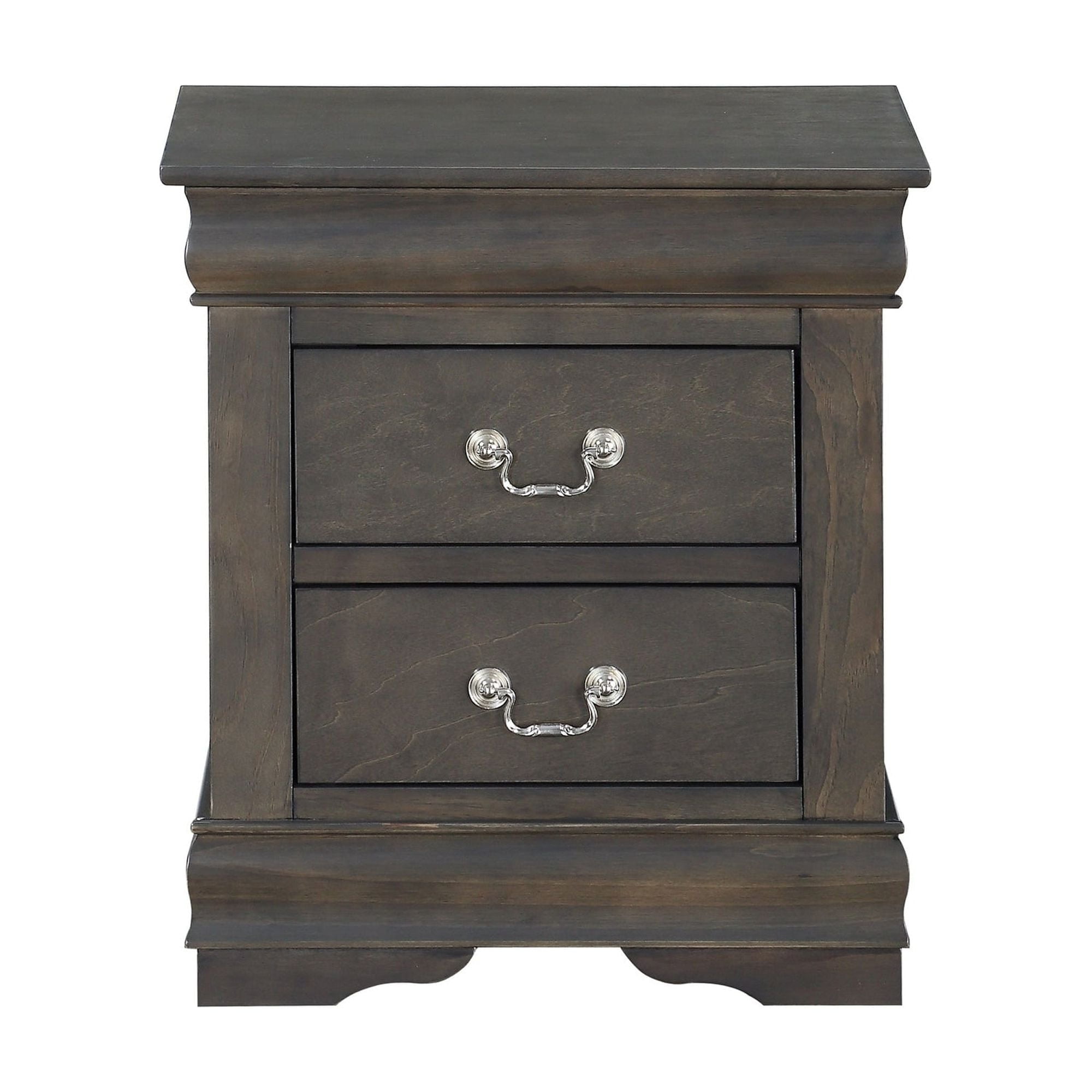 Modern Nightstand With Two Drawers Dark Gray