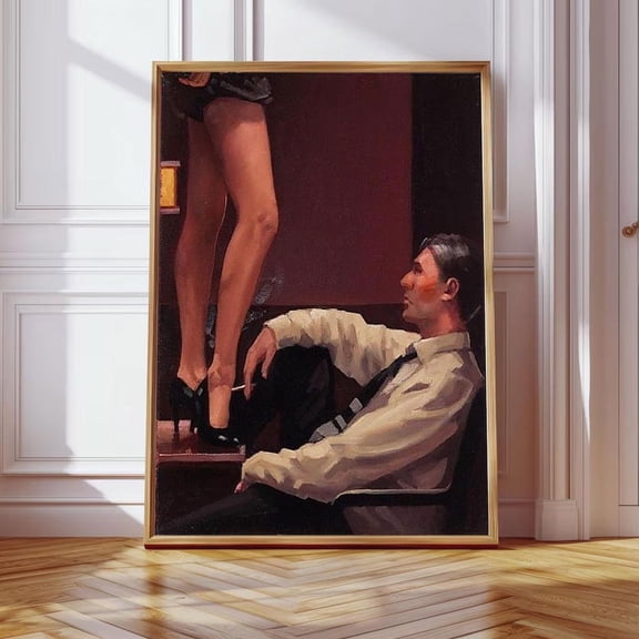 Modern Noir Art Print Poster, Figurative Couple Poster, Cinematic Wall Art, Masculine Bar Decor LI-T10-356, Size 24x36 UNFFRAMED F03.1.6l1269