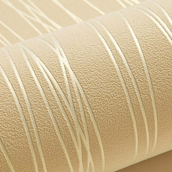 Modern Non-Woven Glitter Stripe Textured Flocking Wallpaper Roll 53x1000cm DIY Self-Adhesive Wall Covering for Bedroom Living Room Kids Room 1 Roll