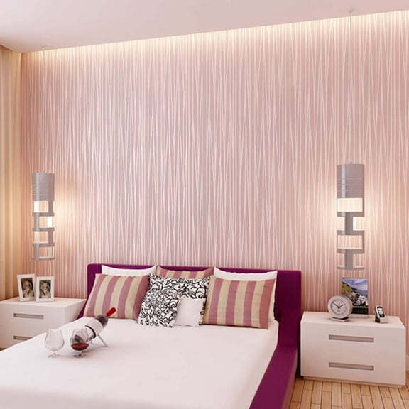 Modern Non-Woven Wallpaper Roll | Glitter Stripe Textured Flocking Design | Easy to Clean & DIY Installation | For Bedroom, Living Room & Kitchen Walls