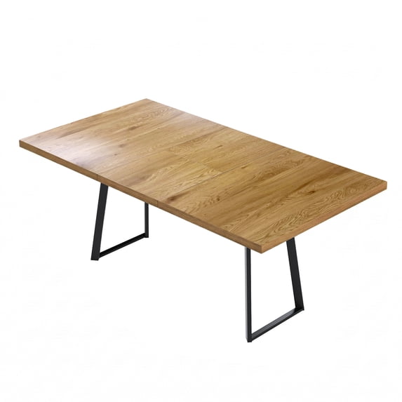 Modern Nordic 47" to 63" Extendable Rectangular Dining Table with Butterfly Leaf, Space-Saving Oak Finish Kitchen Table with Sturdy Metal Legs, Seats up to 6, Natural