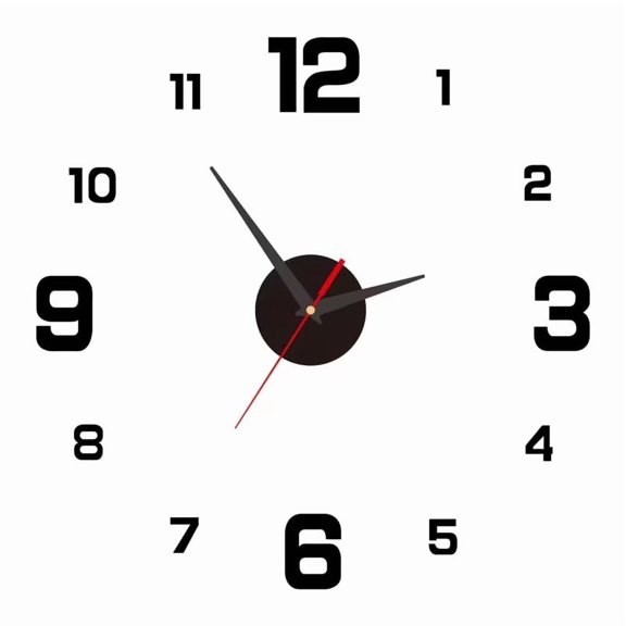Modern Nordic Style Silent Wall Clock - DIY Self-Adhesive, Interactive Glow Digital Display, Perfect for Living Room or Study, Minimalist Design, Battery Operated (AA Not Included), Clock Wall Decor