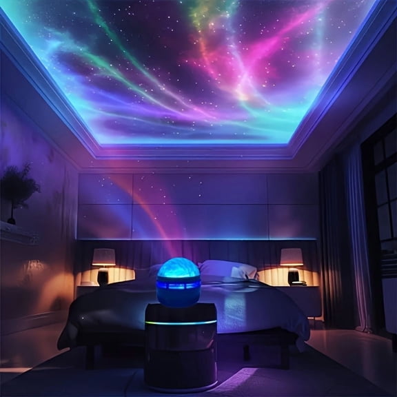 Modern Northern Lights Projector with Remote Control & USB- Borealis - Adjustable RGB Colors, Night Light Suitable for Bedroom, Room, Game Room Decor - USB- (No Required)