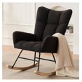 thumbnail image 1 of Modern Nursery Rocking Chair, Upholstered Glider Chair with High Backrest, Rocker Accent Armchair with Solid Wood Legs for Nursery Bedroom Living Room (Grey Teddy), 1 of 7