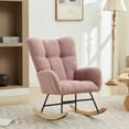 thumbnail image 1 of Modern Nursery Rocking Chair Upholstered Glider Chair with High Backrest Rocker Accent Armchair with Solid Wood Legs for Nursery Bedroom Living Room Teddy(BLACK), 1 of 7