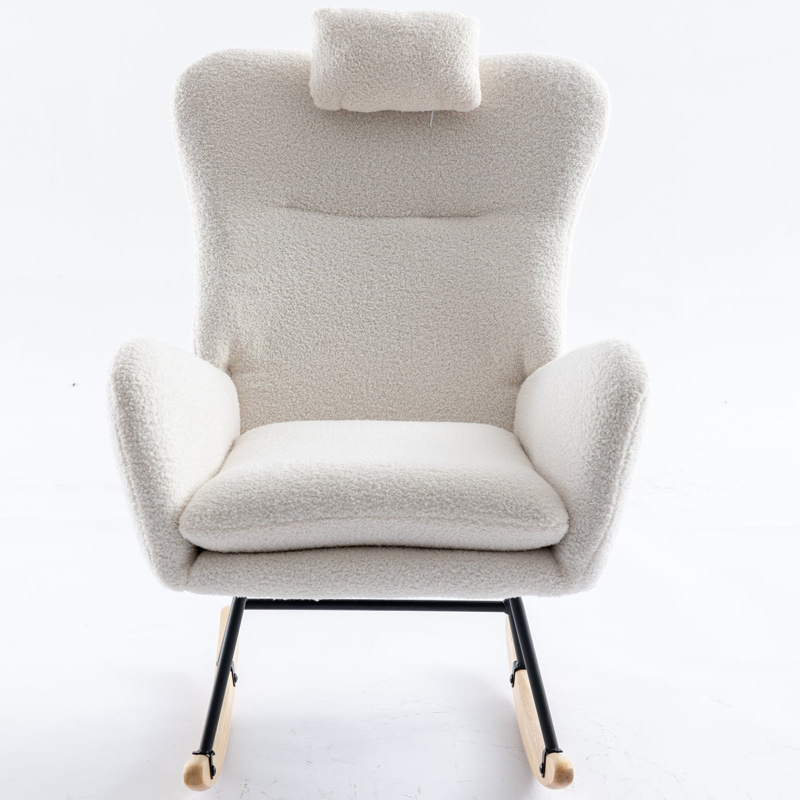 Modern Nursery Rocking Chair Upholstered Teddy Glider Accent Armchair ...