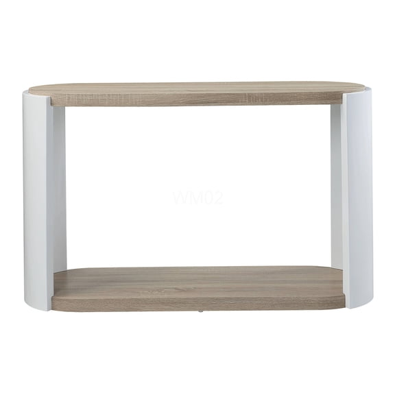 Modern Oak & White High Gloss Console Table with Shelf for Entryway or Living Room