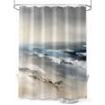 thumbnail image 1 of Modern Ocean Beach Wave Shower Curtain, Abstract Oil Painting Style Waterproof Shower Curtain Set with 12 Hooks Lightweight Washable Fabric Shower Curtains for Bathroom 72x72 Inches, 1 of 6