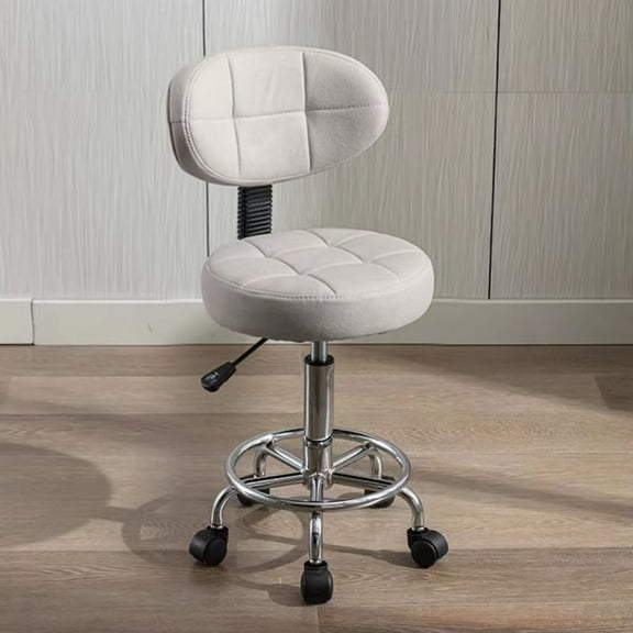 Modern Office Desk Chair Rolling Stool Computer Chair with Low Back Height Adjustable Work Home Salon Drafting Swivel Task Chair with Footrest, Grey