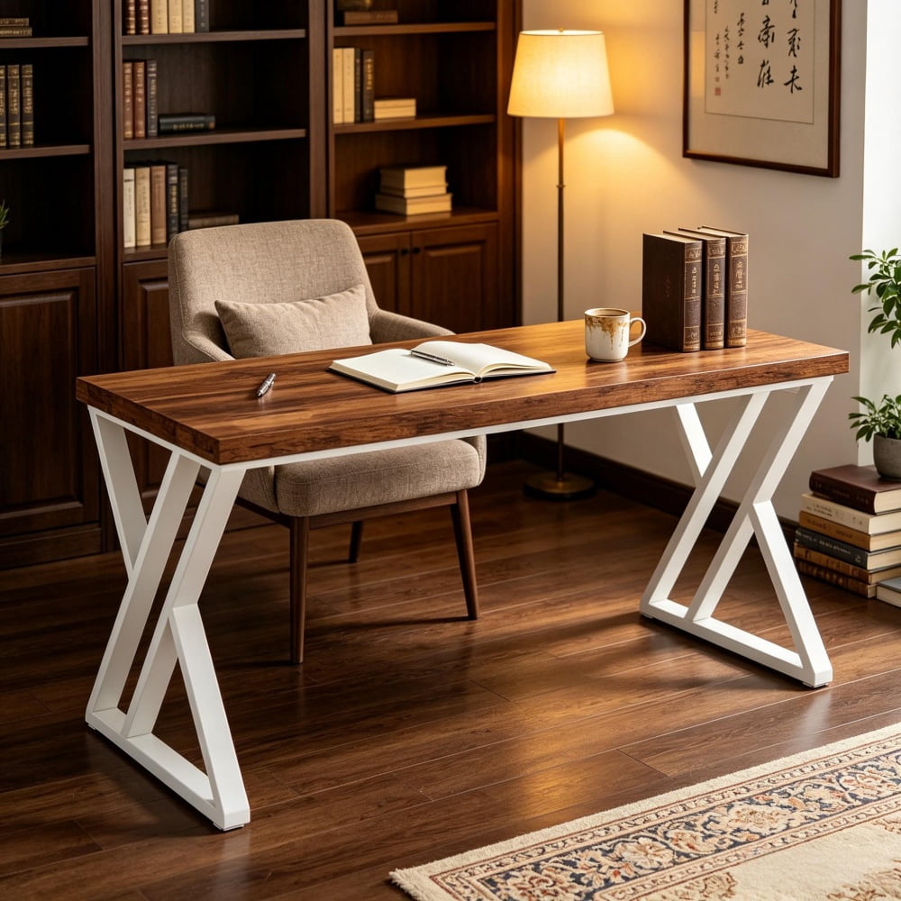 Modern Office Desk, Simple Writing Computer Desk, Sturdy Frame Workstation Table, Multifunctional Study Laptop Desk for Home Office Bedroom Workplace