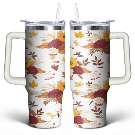 Modern Oil Painting 30 Oz Tumbler with Handle Lid and Straw, Stainless Steel Double Walled Vacuum Insulated Cup, Cute Birthday Gifts Tumbler for Women Men Friends