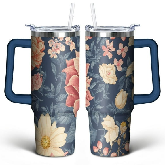 Modern Oil Painting 30 Oz Tumbler with Handle Lid and Straw, Stainless Steel Double Walled Vacuum Insulated Cup, Cute Birthday Gifts Tumbler for Women Men Friends