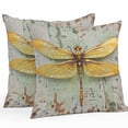 thumbnail image 1 of Modern Oil Painting Outdoor Pillow Covers Pack of 2 Retro Yellow Dragonfly Waterproof Throw Pillow Covers Decorative Cushion Cases for Patio Garden Tent Balcony Couch 16x16 inch, 1 of 8