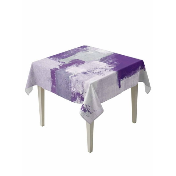 Modern Oil Painting Table Cloth, Purple Grey Abstract Graffiti Art Waterproof Tablecloth for Square Tables, Reusable Washable Fabric Table Cover for Restaurant Kitchen Dining Tables 54"x54"