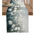 thumbnail image 1 of Modern Oil Painting Table Runner 72 Inches, Spring Abstract White Floral Country Bed Runner Dresser Scarves Tabletop for Indoor Outdoor Parties/Ceremony/Banquet, 14" x 72", 1 of 8