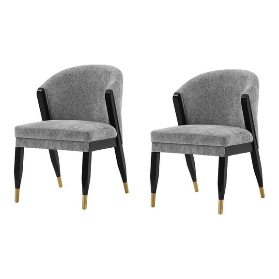 Manhattan Comfort Ola Dining Chair with Solid Wood Frame in Gray  - Set of 2