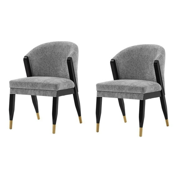 Manhattan Comfort Ola Dining Chair with Solid Wood Frame in Gray - Set of 2