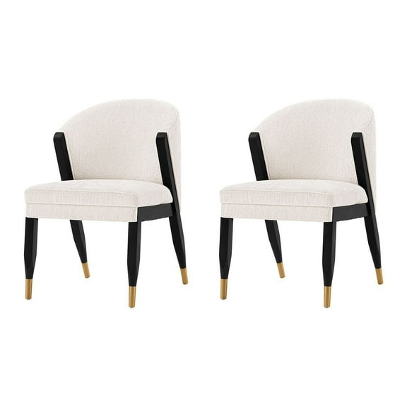 Manhattan Comfort Ola Dining Chair with Solid Wood Frame in Cream - Set of 2