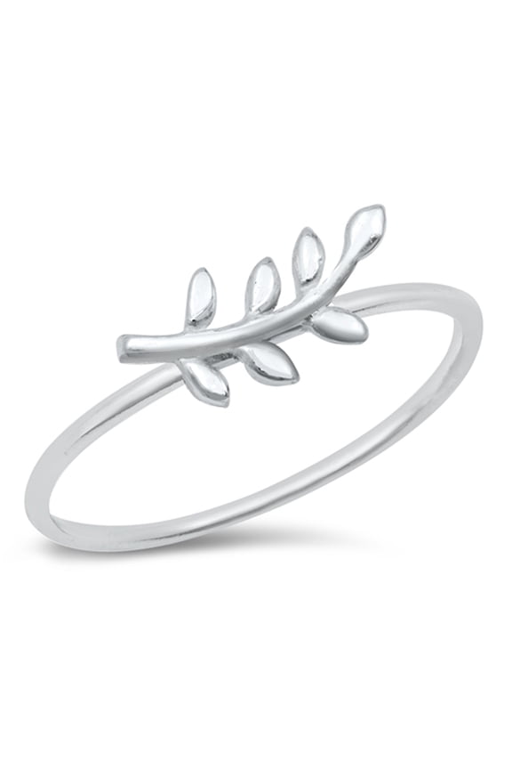 Modern Olive Branch Leaf Ring .925 Sterling Silver Band Jewelry Female Male Unisex Size 10