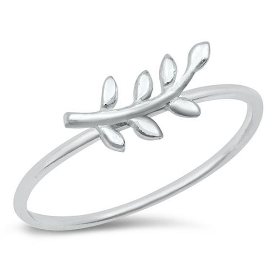 Modern Olive Branch Leaf Ring .925 Sterling Silver Band Jewelry Female Male Unisex Size 8