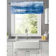 Modern Omber Blue Art Oil Panting Valances for Windows,Kitchen Valance Rod Pocket Short Curtain,Summer Cerulean Sky Valance Curtain Window Valances for Bedroom Living Room 42x12in