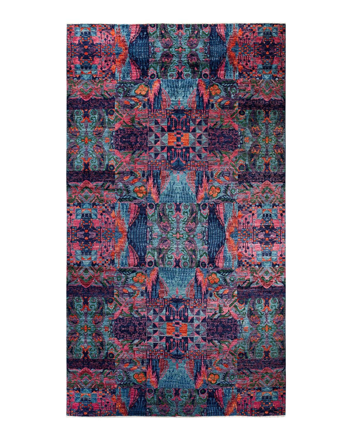 Hand-Knotted Blue Wool Rectangular Area Rug, 17' 6" x 9' 10"