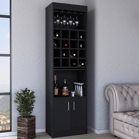 Modern Open Storage for Primary Living Space - Effortlessly Organize Wines in a Double - Door Kava Bar Cabinet