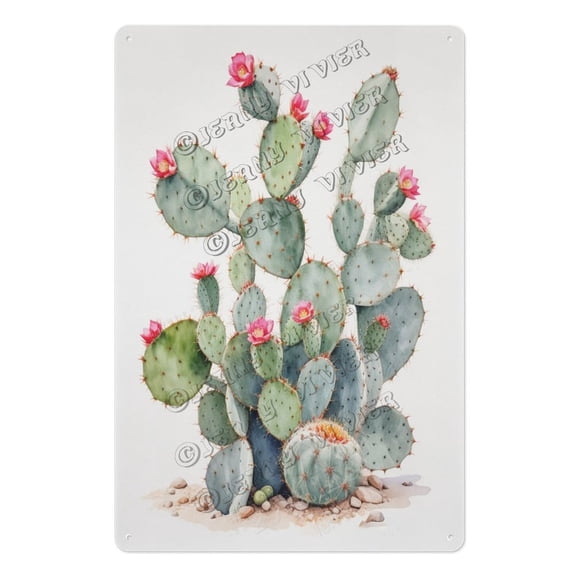 Modern Opuntia Cactus Tin Sign  12x16 Inch Metal Wall Art for Urban Gardens, Office Decor, or Patio Ambiance  Succulent Lover Gift