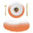 thumbnail image 1 of Modern Orange Round 13 Inch Placemats Set of 8, Abstract Ombre Geometric Morocco HeatResistant Non Slip Place Mats for Dining Table, Wipeable Braided Kitchen Table Mats for Housewarming, 1 of 9