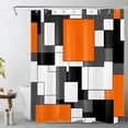 thumbnail image 1 of Modern Orange Shower Curtain For Bathroom, Grey Black And White Abstract Mid Century Minimalist Geometric Shower Curtains Fabric Decoration Bath Curtains Hooks Included 72"W x 96"L (Pack of 1), 1 of 6