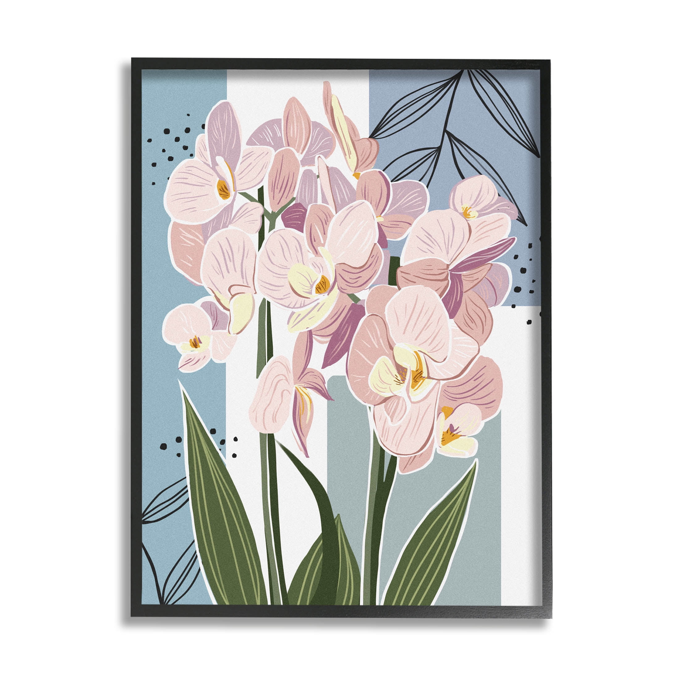 Modern Orchid Square Shapes Botanical & Floral Graphic Art Black Framed Art Print Wall Art