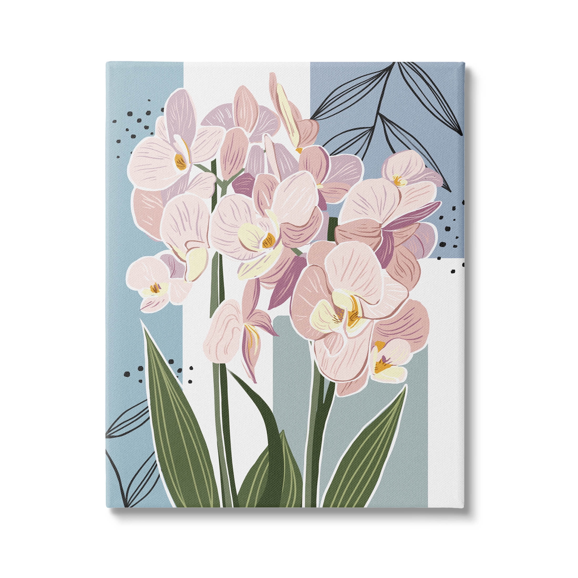 Modern Orchid Square Shapes Botanical & Floral Graphic Art Gallery Wrapped Canvas Print Wall Art