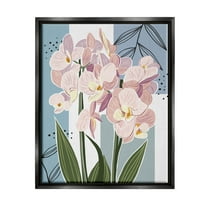Modern Orchid Square Shapes Botanical & Floral Graphic Art Jet Black Framed Art Print Wall Art