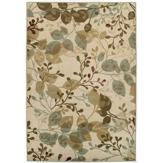 Modern Oriental Floral Ivory Delight Area Rug 3'3"x5'