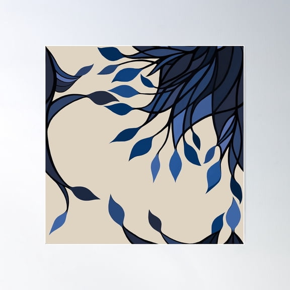 Modern Ornamental Pattern, Leaves And Lines Poster Wall Art, Modern Wall Decor For Living Room Bedroom, 30x30 UNFRAMED