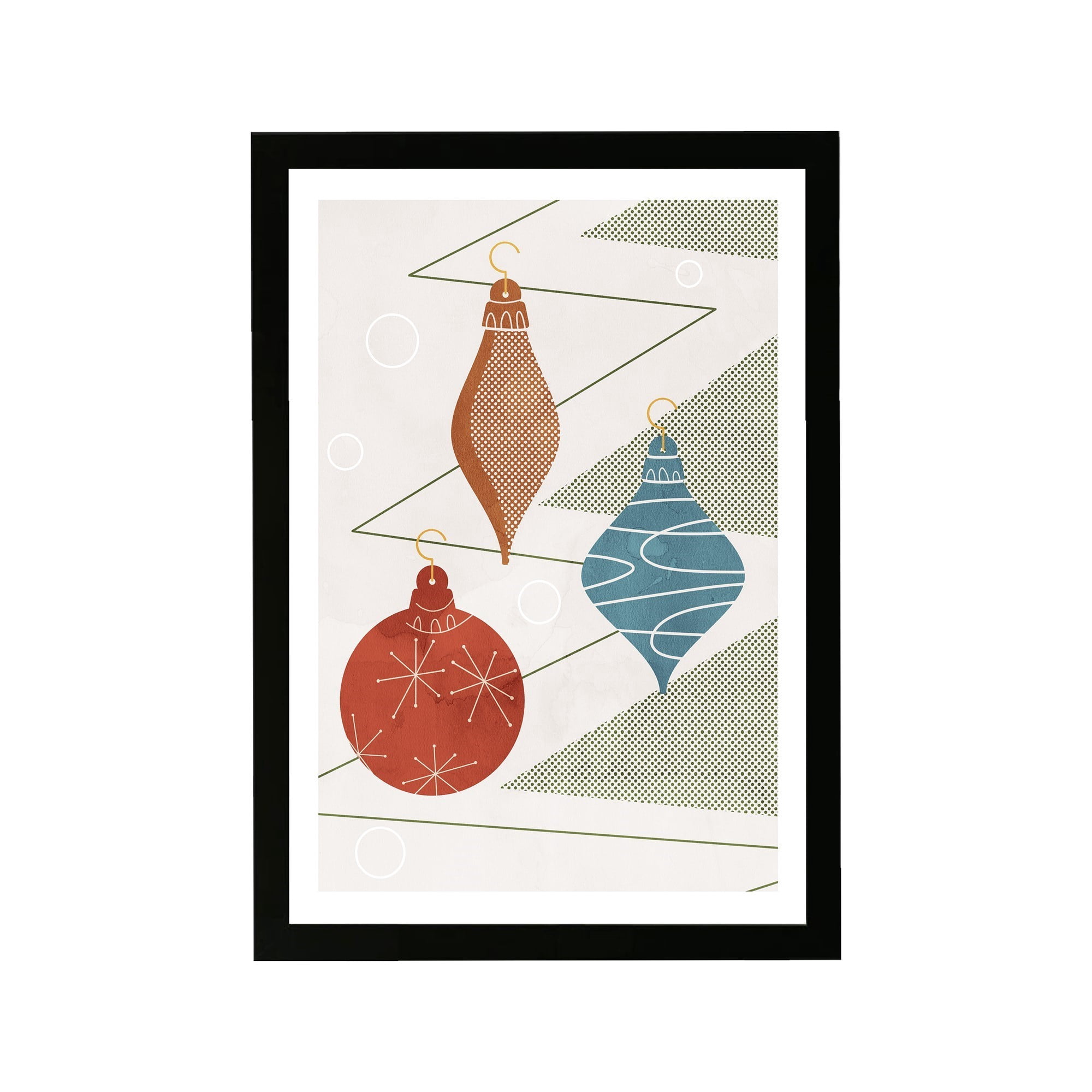 Modern Ornaments' Christmas Home Décor 13.00" x 19.00" Framed Painting Art Prints, by Wynwood Studio